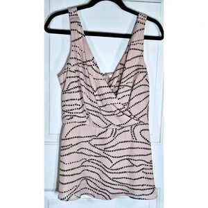 Cabi Sophia Cami Pink Black Dotted Wavy Stripe Wrap Top 273 Womens Size 8 NWT